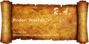 Roder Adolár névjegykártya